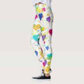 Kleurrijke harten liefdesschilder leggings (Links)