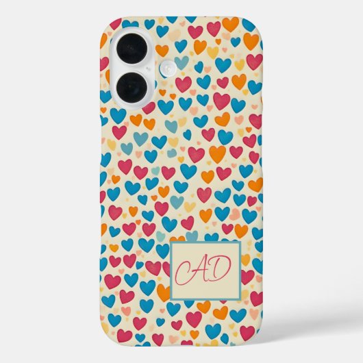Kleurrijke harten, Monogram, Gelukkige Dag, Case-Mate iPhone Case (Achterkant)