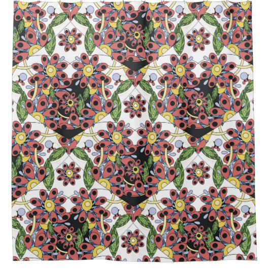 Kleurrijke harten, naadloos romantisch patroon. douchegordijn (Voorkant)