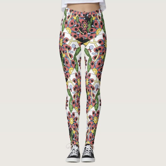 Kleurrijke harten, naadloos romantisch patroon. leggings (Voorkant)