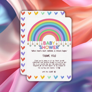 Kleurrijke Harten Ontmoet Retro Rainbow Baby showe Bedankkaart