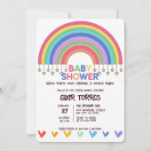 Kleurrijke Harten Ontmoet Retro Rainbow Baby showe Kaart (Voorkant)