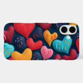 Kleurrijke harten op een donkere achtergrond Case-Mate iPhone case (Achterkant (horizontaal))