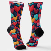Kleurrijke harten op een donkere achtergrond sokken (Gebogen)
