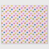 Kleurrijke harten op lichtroze omslagpapier cadeaupapier (Vlak)
