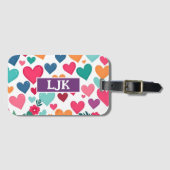 Kleurrijke harten op maat bagagelabel (Voorkant (horizontaal))
