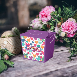 Kleurrijke harten op maat bedankdoosjes