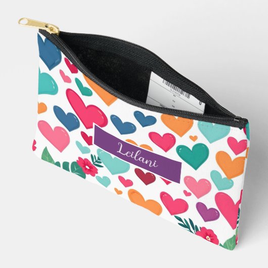 Kleurrijke harten op maat etui (Open)