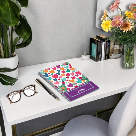 Kleurrijke harten op maat notitieboek