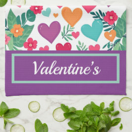 Kleurrijke harten op maat theedoek