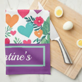 Kleurrijke harten op maat theedoek (Quarter Fold)