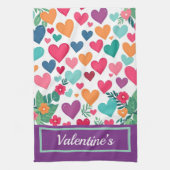 Kleurrijke harten op maat theedoek (Verticaal)
