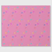 Kleurrijke harten Paste Pink Cadeaupapier (Vlak)