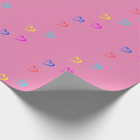 Kleurrijke harten Paste Pink Cadeaupapier (Hoek)