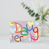 Kleurrijke harten patroon leuk dochter briefkaart (Staand voorkant)