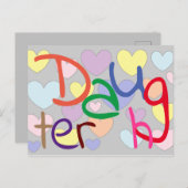 Kleurrijke harten patroon leuk dochter briefkaart (Voorkant / Achterkant)