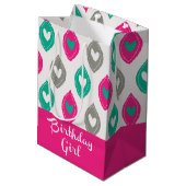 Kleurrijke Harten Patroon Verjaardag Meisje Medium Cadeauzakje (Achterkant Gekanteld)
