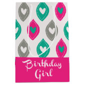 Kleurrijke Harten Patroon Verjaardag Meisje Medium Cadeauzakje (Voorkant)