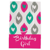 Kleurrijke Harten Patroon Verjaardag Meisje Medium Cadeauzakje (Achterkant)