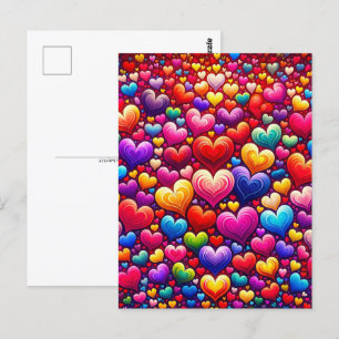 Kleurrijke harten, Postcrossing Briefkaart