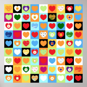 Kleurrijke harten, poster