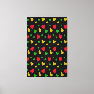 Kleurrijke Harten Rood Groen Geel Valentijnsdag Canvas Afdruk