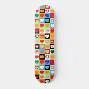 Kleurrijke harten, schaats skateboard