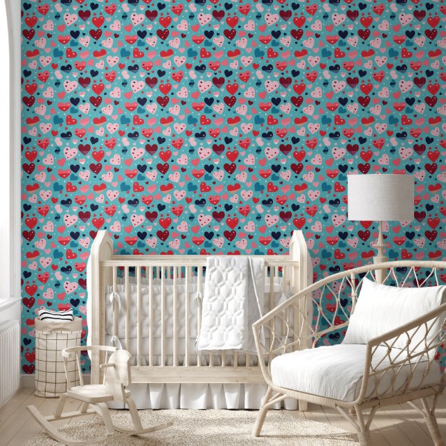 Kleurrijke harten Schattige patroon Behang (Kinderen)