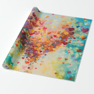 Kleurrijke harten Schilder Kunst Romantische Liefd Cadeaupapier