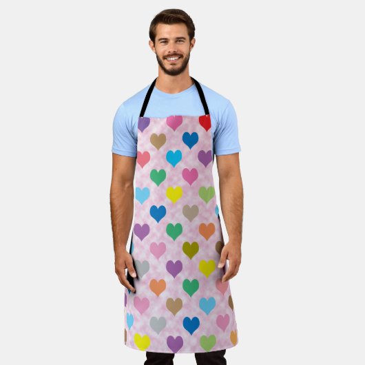 Kleurrijke harten schort (Gedragen)