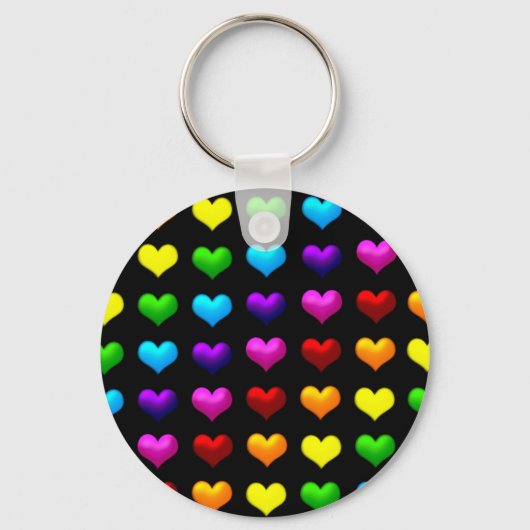 kleurrijke harten sleutelhanger (Voorkant)