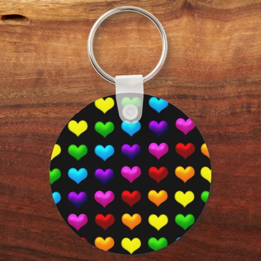 kleurrijke harten sleutelhanger (Voorkant)