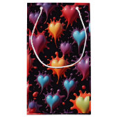 Kleurrijke harten spatten kunst klein cadeauzakje (Achterkant)