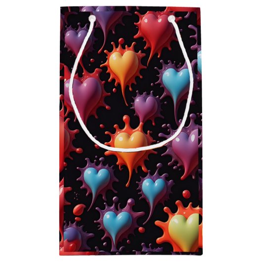 Kleurrijke harten spatten kunst klein cadeauzakje (Achterkant)