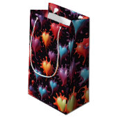 Kleurrijke harten spatten kunst klein cadeauzakje (Achterkant Gekanteld)