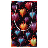 Kleurrijke harten spatten kunst klein cadeauzakje (Voorkant)