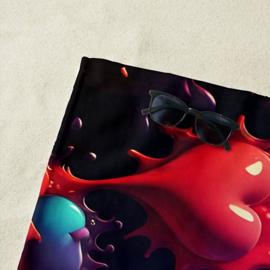 Kleurrijke harten spatten kunst strandlaken (In situ)