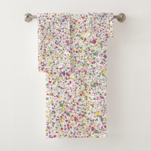 Kleurrijke Harten Splatter Paint, Abstract Bad Handdoek (Insitu)