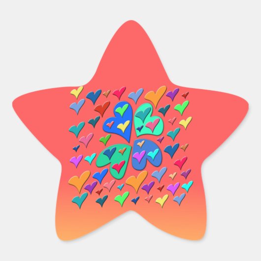 kleurrijke harten ster sticker (Voorkant)