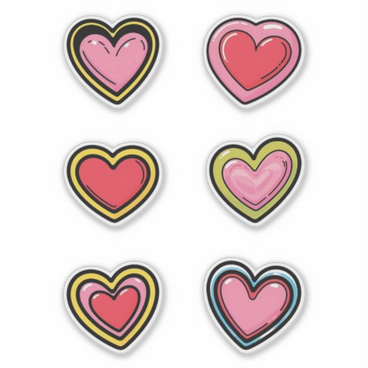 Kleurrijke harten sticker (Voorkant)