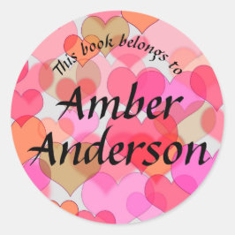 Kleurrijke harten Sticker voor boeken