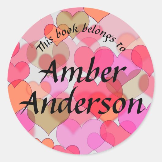 Kleurrijke harten Sticker voor boeken (Voorkant)