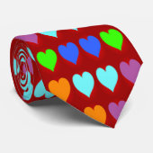 Kleurrijke harten Stropdas (Opgerold)