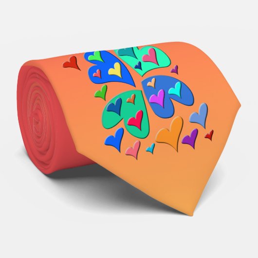 kleurrijke harten stropdas (Opgerold)