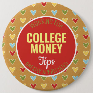 Kleurrijke harten Tips gewaardeerd Studiegeld Ronde Button 6,0 Cm