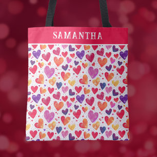 kleurrijke harten tote bag
