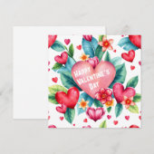 Kleurrijke harten & tropische bladeren Valentijn's Feestdagenkaart (Voorkant / Achterkant)