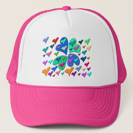 kleurrijke harten trucker pet (Voorkant)