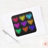 kleurrijke harten | Valentijn harten Vierkante Sticker (Envelop)