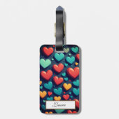 Kleurrijke harten, Valentijn kunst Bagagelabel (Achterkant verticaal)